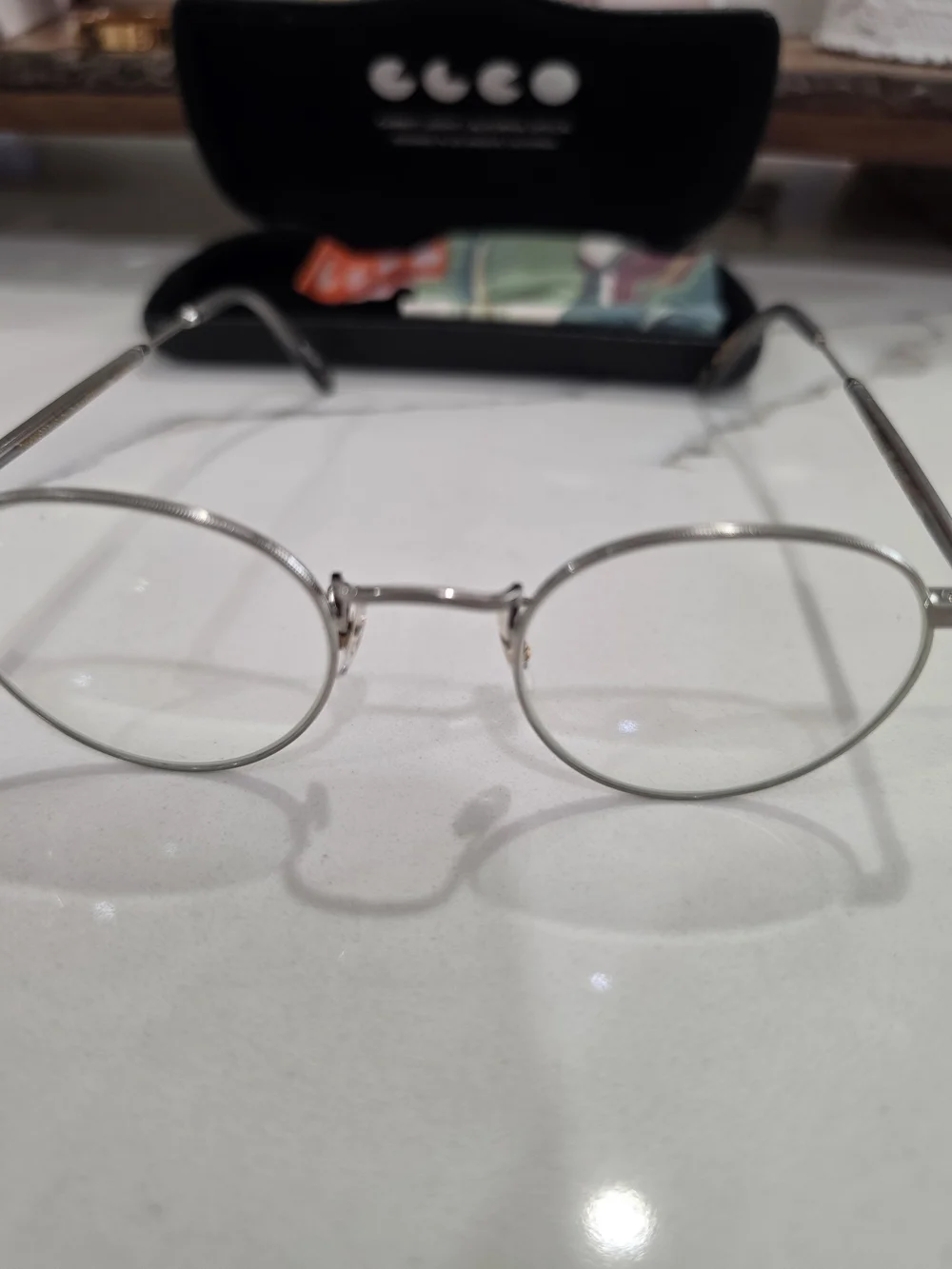 Garrett Leight Wilson M 46-22 Silver Round Eyeglasses GLCO with Case